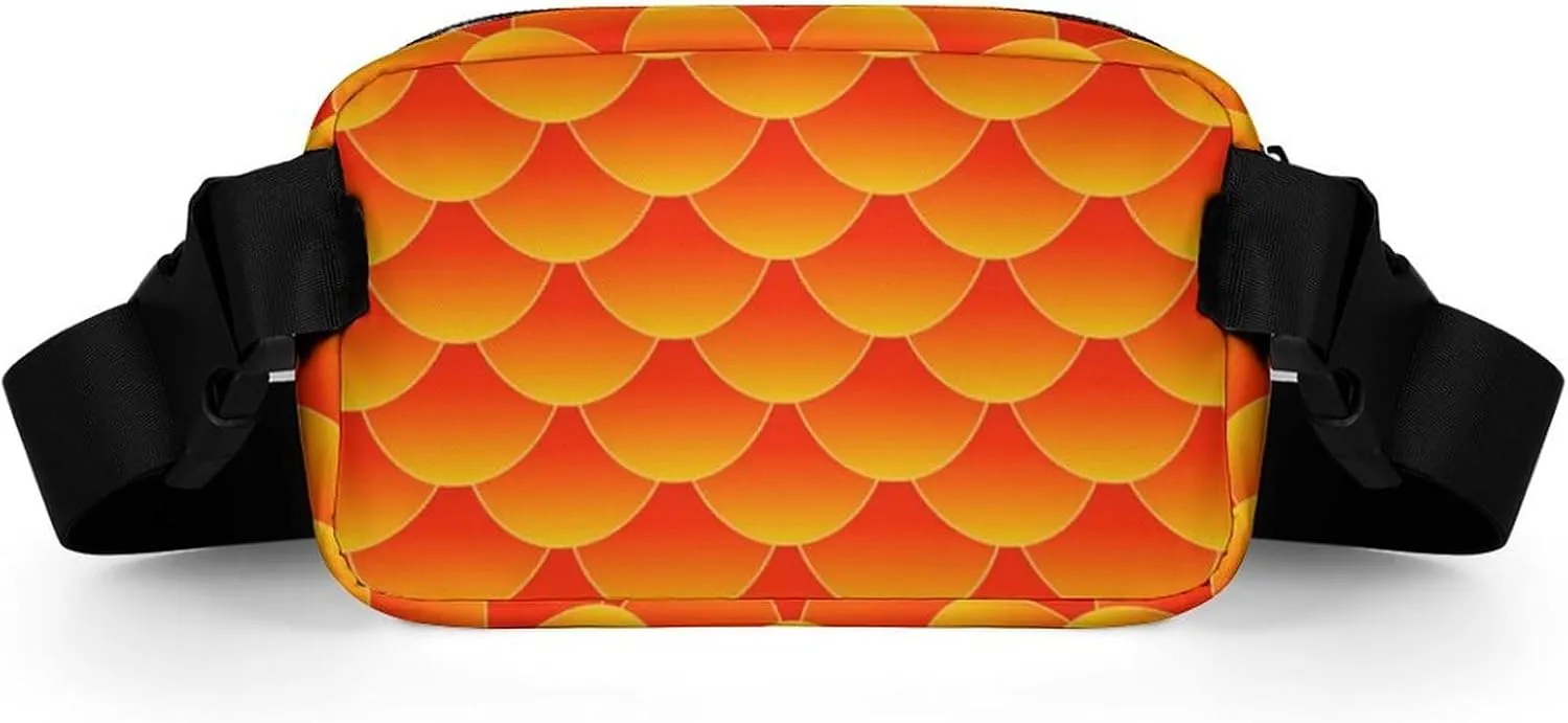 Mens Crossbody Fanny Pack - Workout/Running Belt Bag for Cycling/Travel/Hiking Compatible with Mermaid Fish Scales Orange