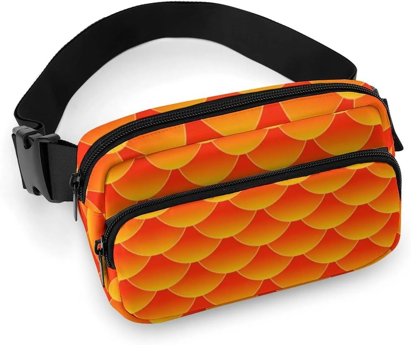 Mens Crossbody Fanny Pack - Workout/Running Belt Bag for Cycling/Travel/Hiking Compatible with Mermaid Fish Scales Orange