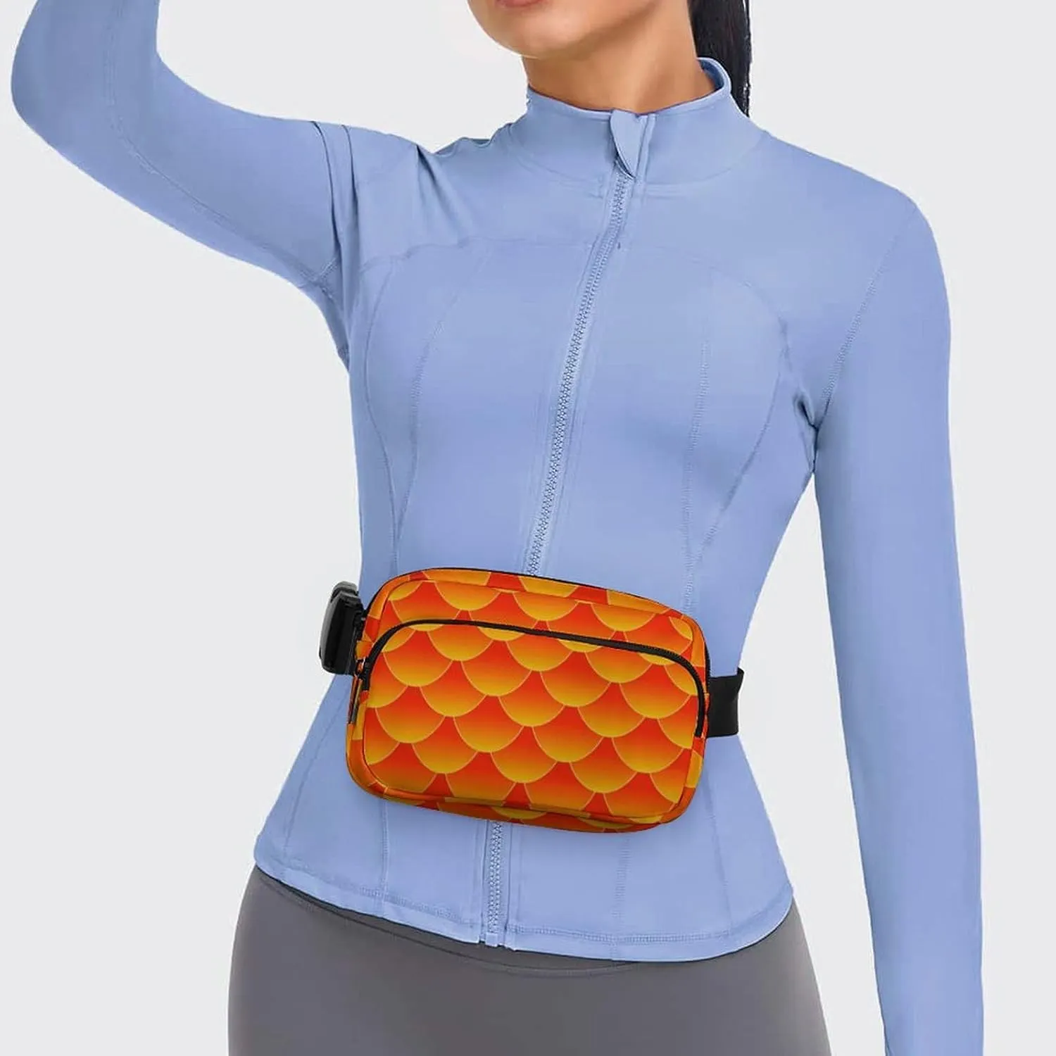 Mens Crossbody Fanny Pack - Workout/Running Belt Bag for Cycling/Travel/Hiking Compatible with Mermaid Fish Scales Orange