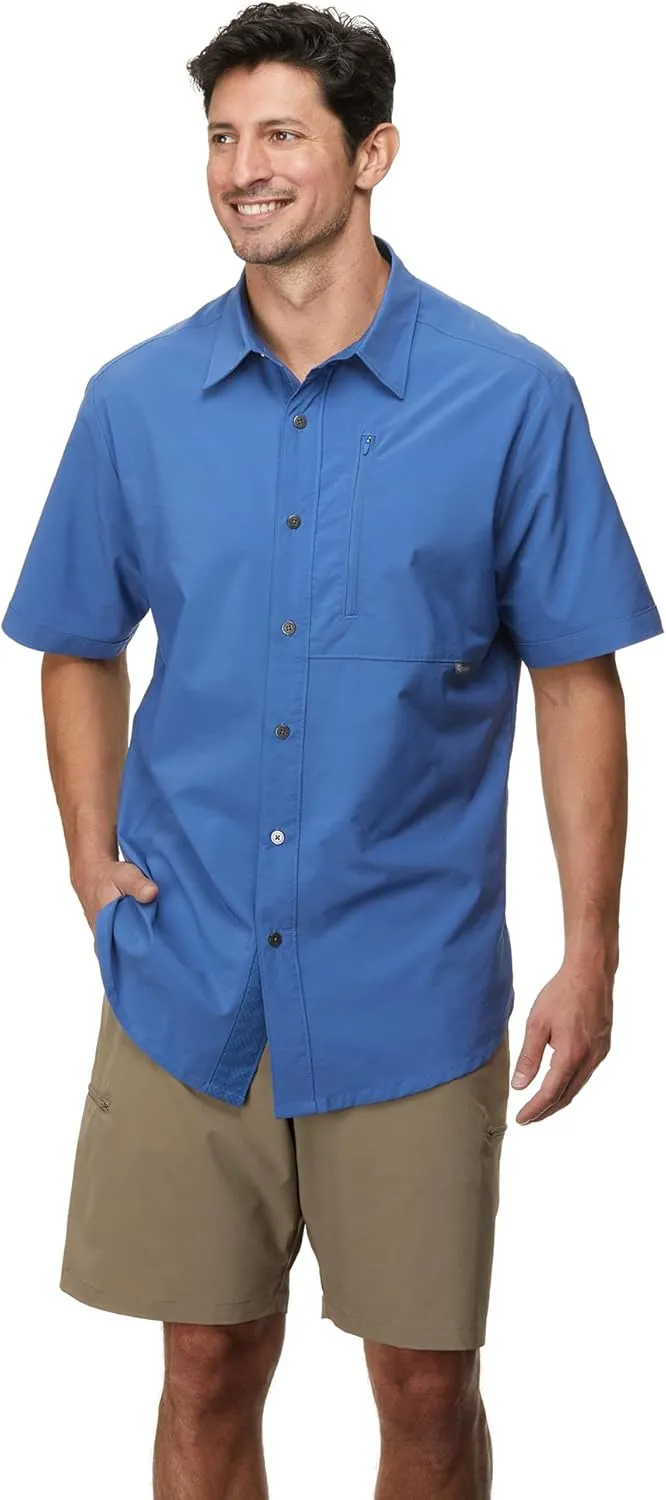 Men's Glissade Short Sleeve Button Down Shirt - Quick Dry, Moisture Wicking, UPF 40 , Outdoor, Beach
