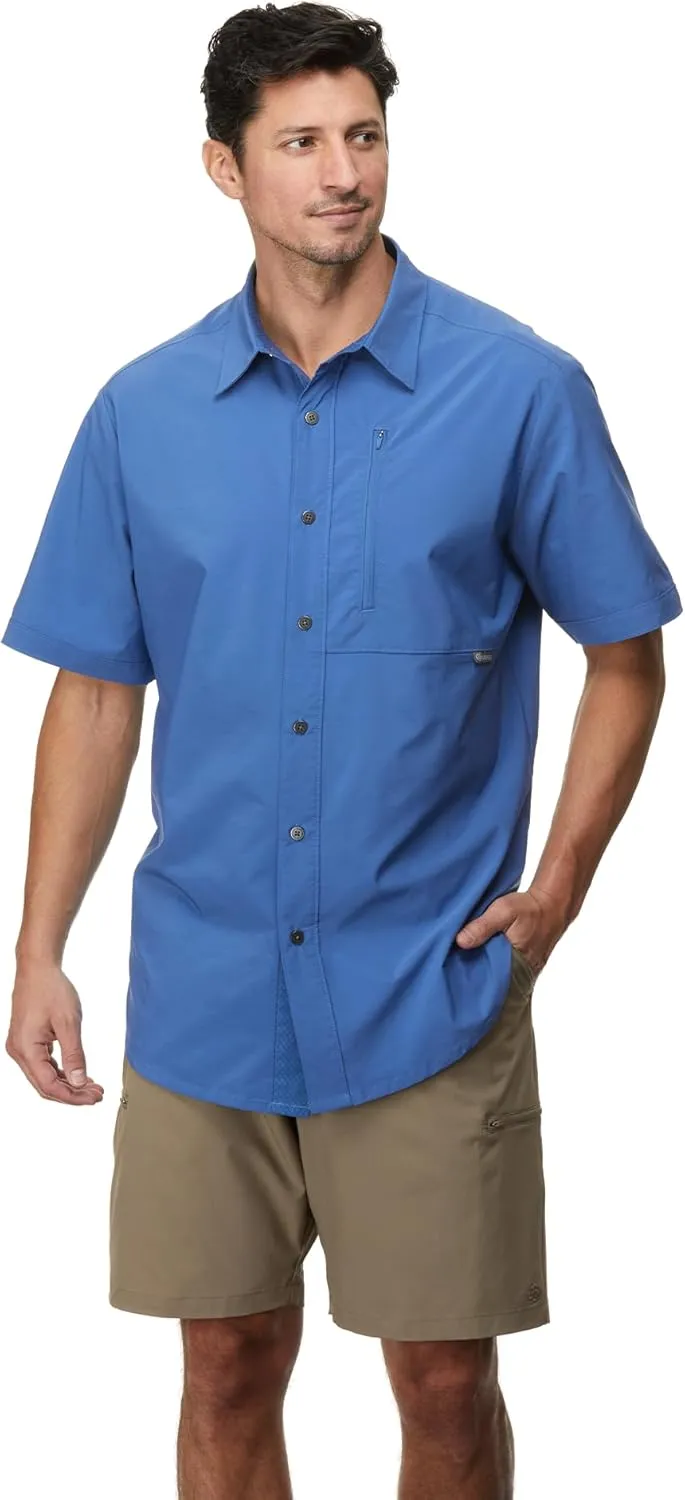 Men's Glissade Short Sleeve Button Down Shirt - Quick Dry, Moisture Wicking, UPF 40 , Outdoor, Beach