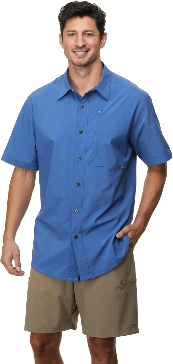Men's Glissade Short Sleeve Button Down Shirt - Quick Dry, Moisture Wicking, UPF 40 , Outdoor, Beach