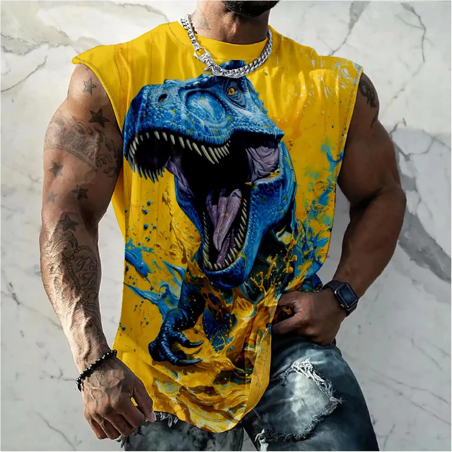 Mens Muscle Tank Top Workout Tee Sleeveless Shirt Summer Loose Quick Dry Casual Cool Crew Neck Gym Tank Tops for Men