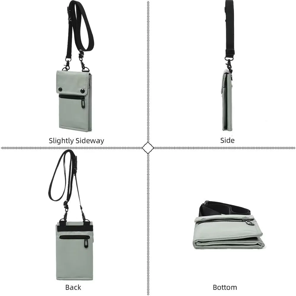 Mens Nylon Cell Phone Purse Multi-pocket Crossbody Bag Shoulder Bag Waterproof Messenger Bag Mini Pouch Waist Pack