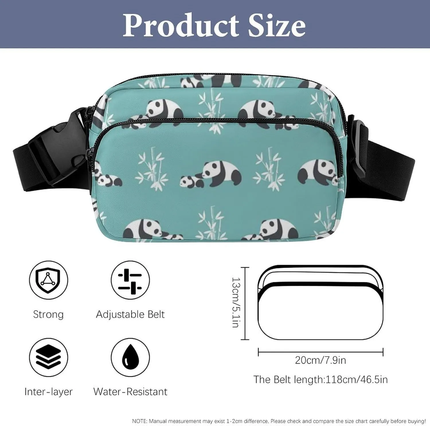 Mens Running/Hiking Waist Pack Compatible with Cute Panda Crossbody Fanny Bag with Adjustable Strap