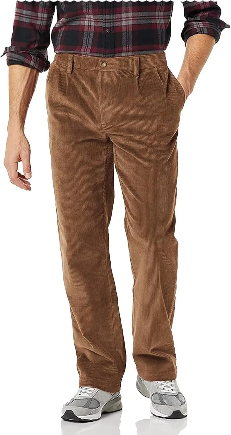 Mens Slim Fit Dress Pants Corduroy Chino Pant
