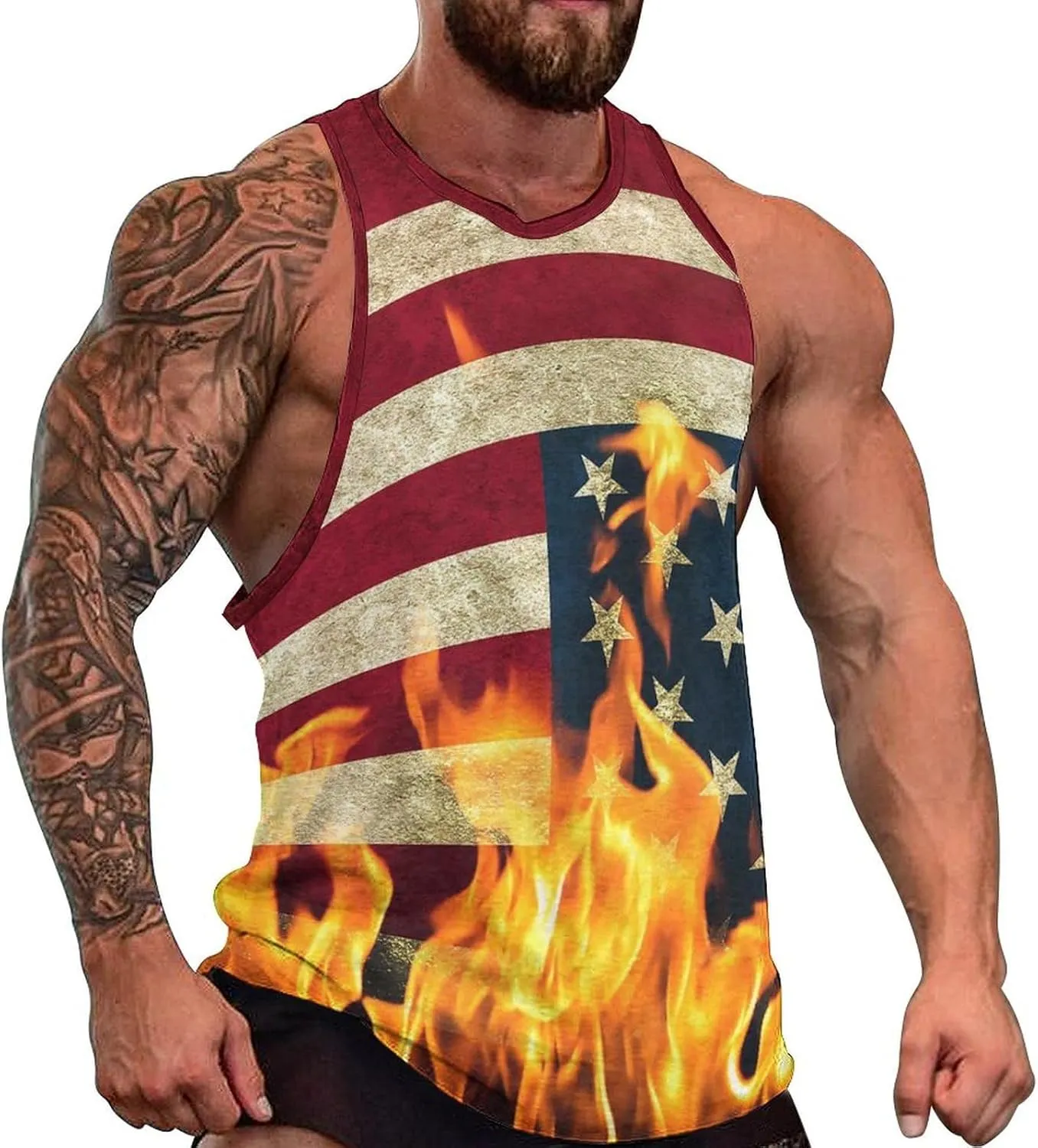 Mens Tank Tops Summer Sleeveless T-Shirt Puerto Rico Flag Casual Funny Gym Workout Tank Top