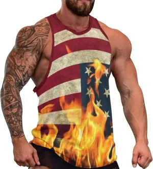 Mens Tank Tops Summer Sleeveless T-Shirt Puerto Rico Flag Casual Funny Gym Workout Tank Top