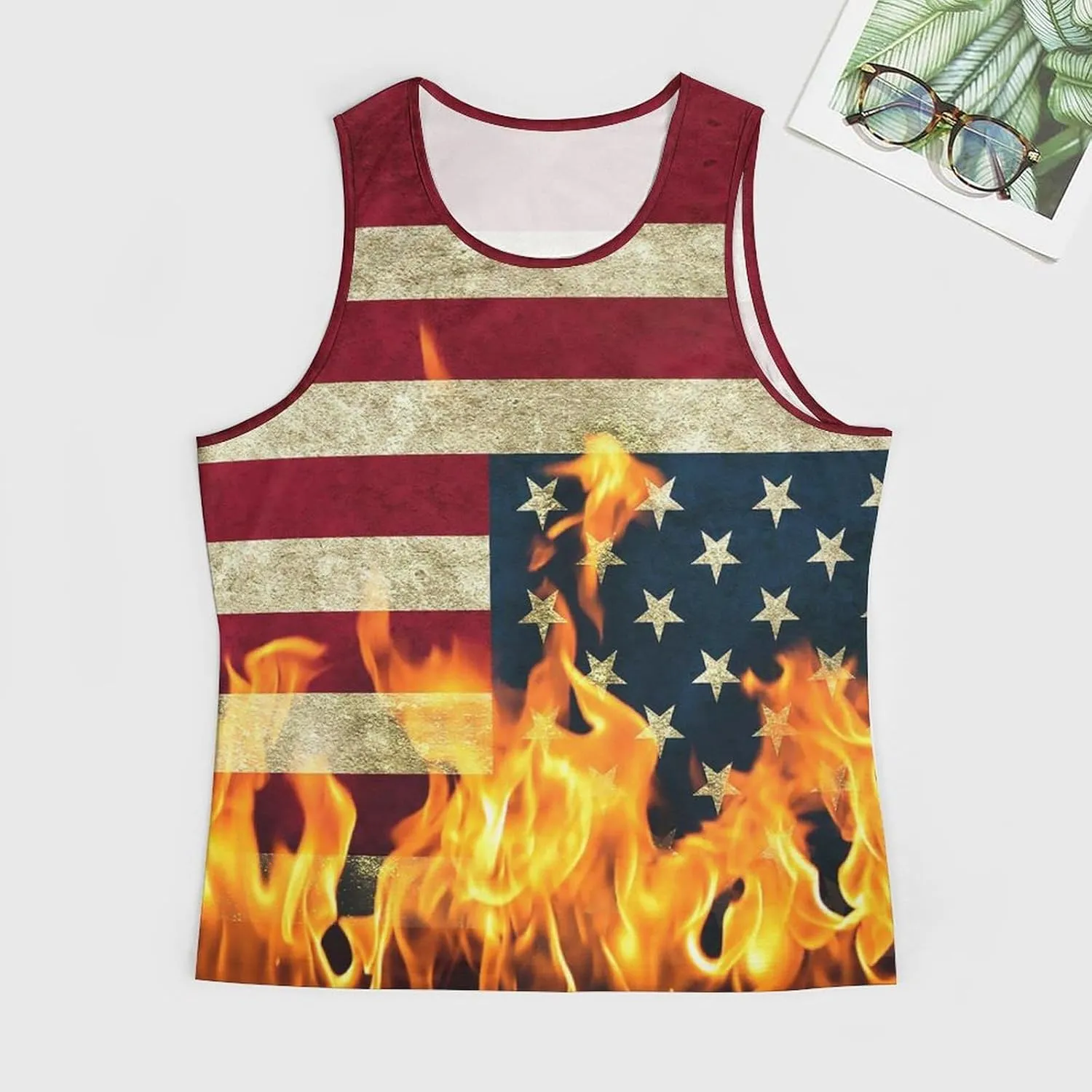 Mens Tank Tops Summer Sleeveless T-Shirt Puerto Rico Flag Casual Funny Gym Workout Tank Top