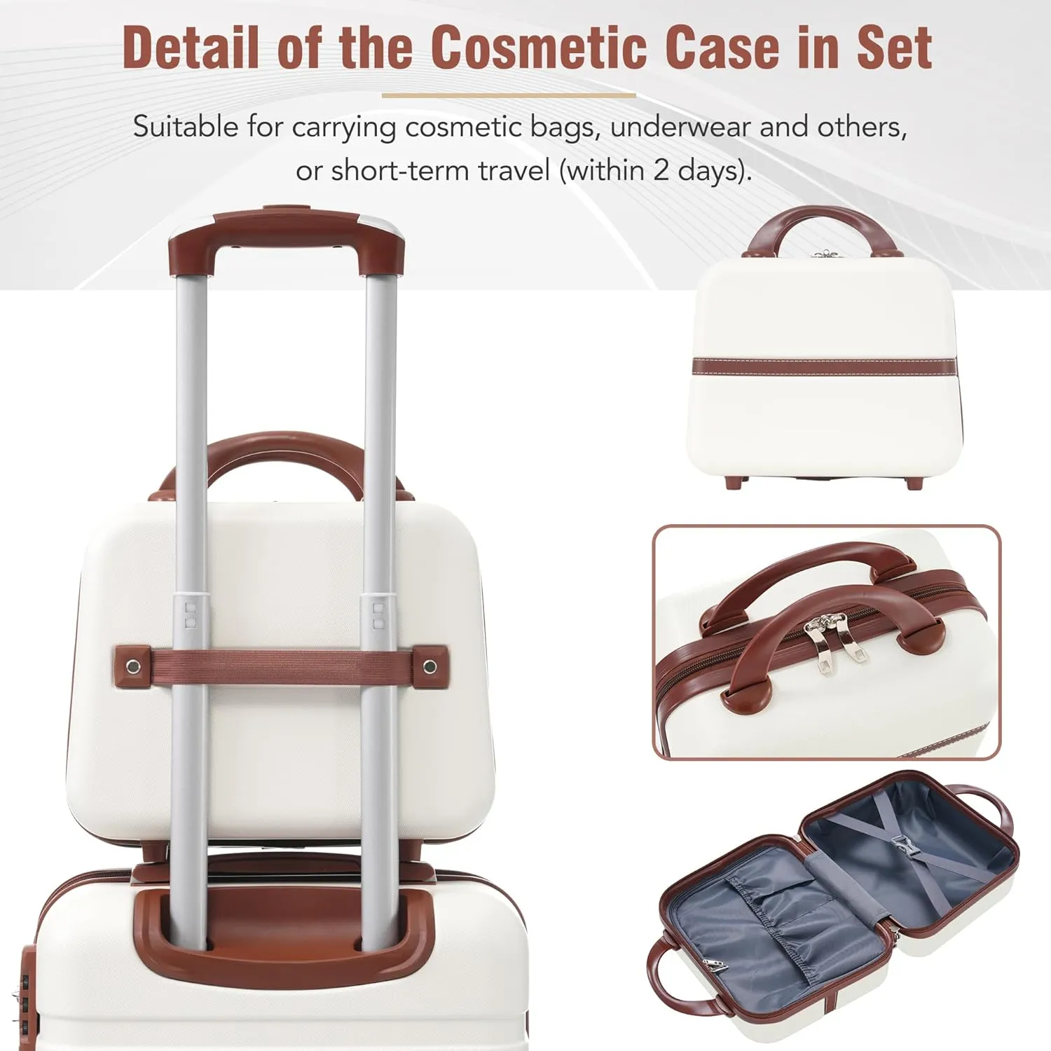 Merax Hardshell Luggage Sets 3 Pieces Carry-On Suitcase with TSA Lock Double Spinner Wheels Lightweight Travel Set (White, 3PC (20" 24" Cosmetic Case))