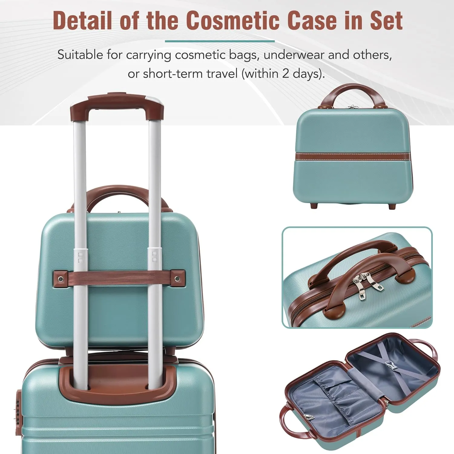 Merax Luggage Set Hardshell Carry-On Suitcase with TSA Lock Double Spinner Wheels Travel Duffel Bag with Trolley Sleeve Toiletry Bag Lightweight Travel Set (Green, 3PC (20" 24" Cosmetic Case))