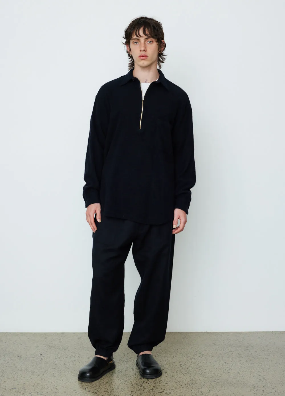 Milled Wool Half Zip Up Sweater