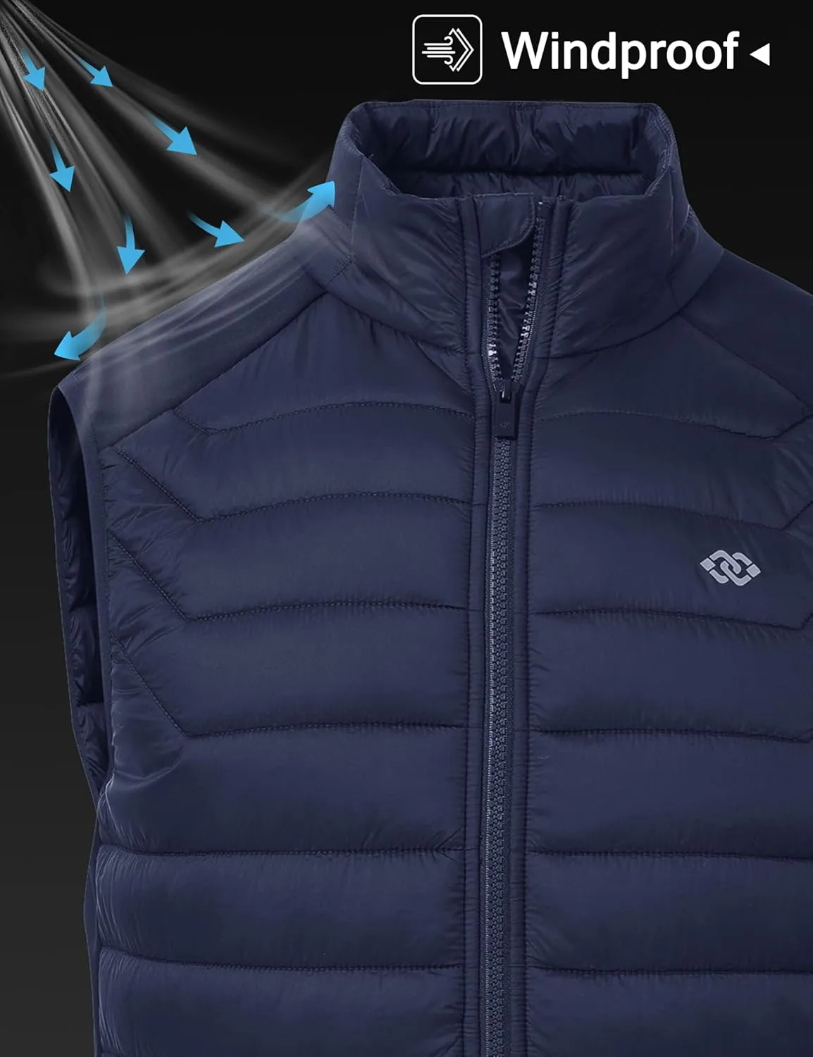 MoFiz Men's Vest Lined Puffer Vest Sleeveless Mock Neck Down Jacket Running Vest Travel Winter windbreak Coat