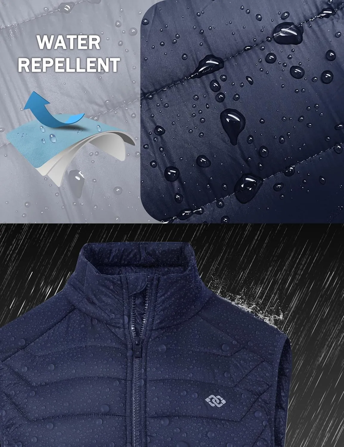 MoFiz Men's Vest Lined Puffer Vest Sleeveless Mock Neck Down Jacket Running Vest Travel Winter windbreak Coat