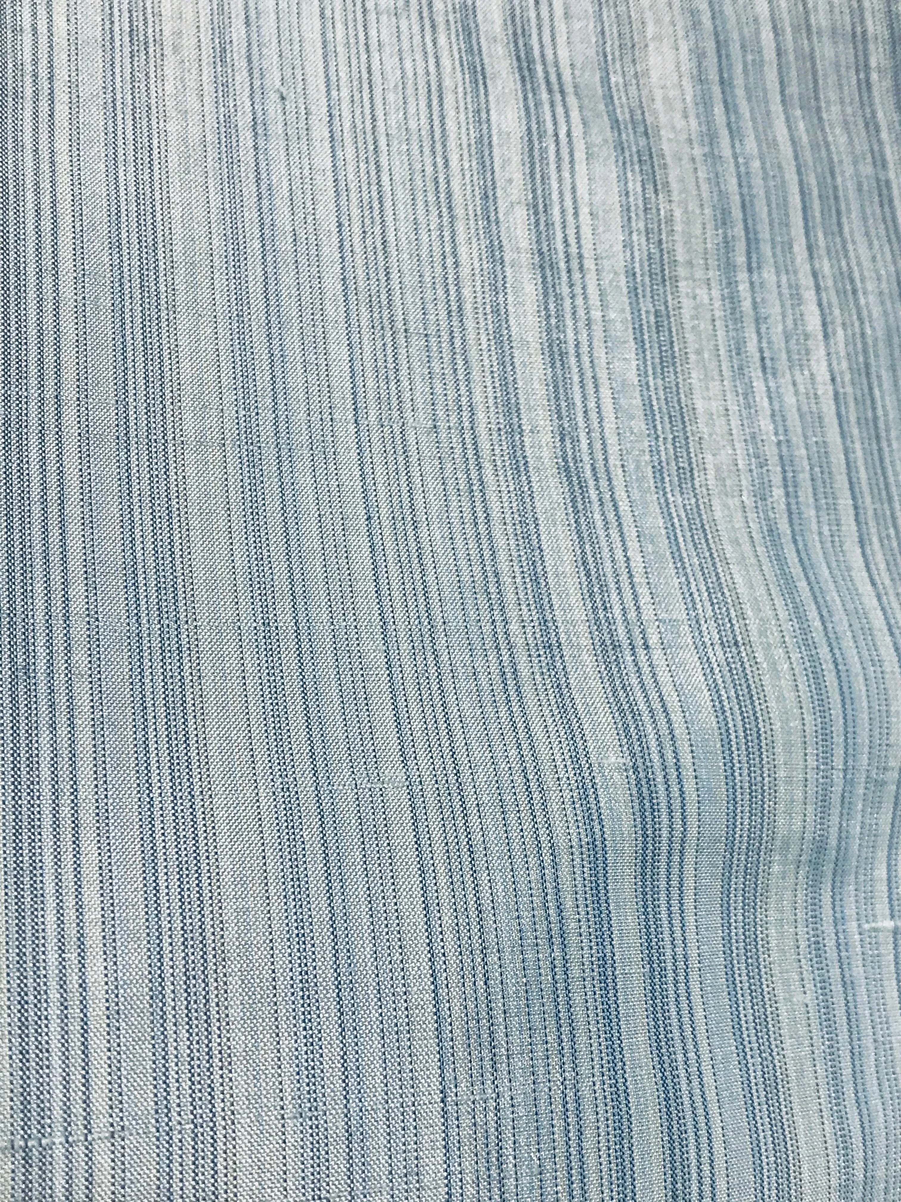 NEW! Lady Bridgette Designer 100% Silk Dupioni Subtle Pastel Blue Stripes
