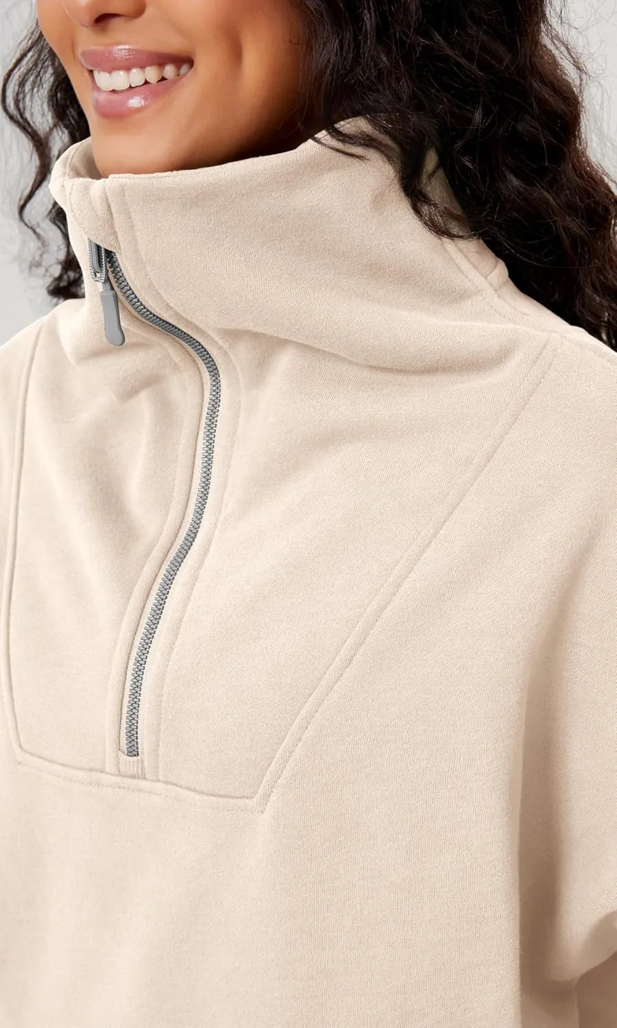 ODODOS Cinchable Sweatshirts for Women Funnel Neck Half Zipper Hoodies Fleece Lined Oversized Pullover