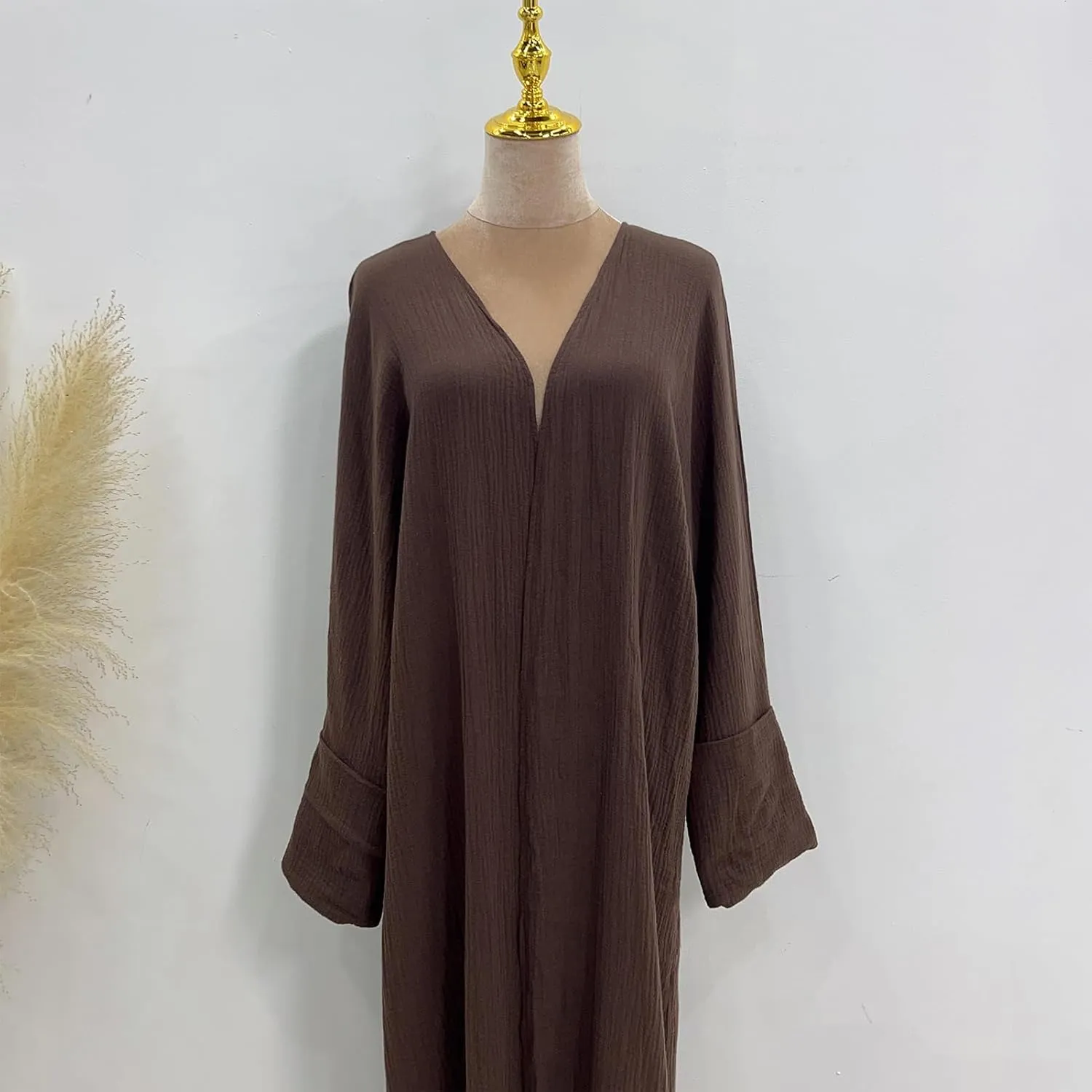 Open Abayas Kimono Muslim Women Cardigan Maxi Dress and Pants Set Islamic Clothing Dubai Saudi Robe