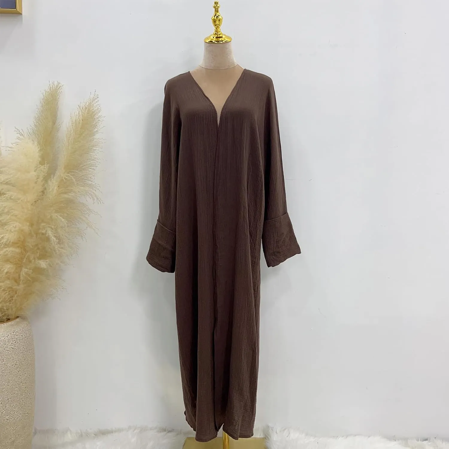 Open Abayas Kimono Muslim Women Cardigan Maxi Dress and Pants Set Islamic Clothing Dubai Saudi Robe