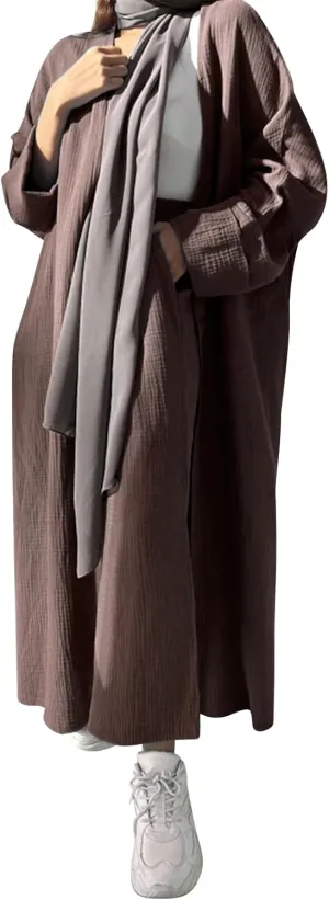 Open Abayas Kimono Muslim Women Cardigan Maxi Dress and Pants Set Islamic Clothing Dubai Saudi Robe