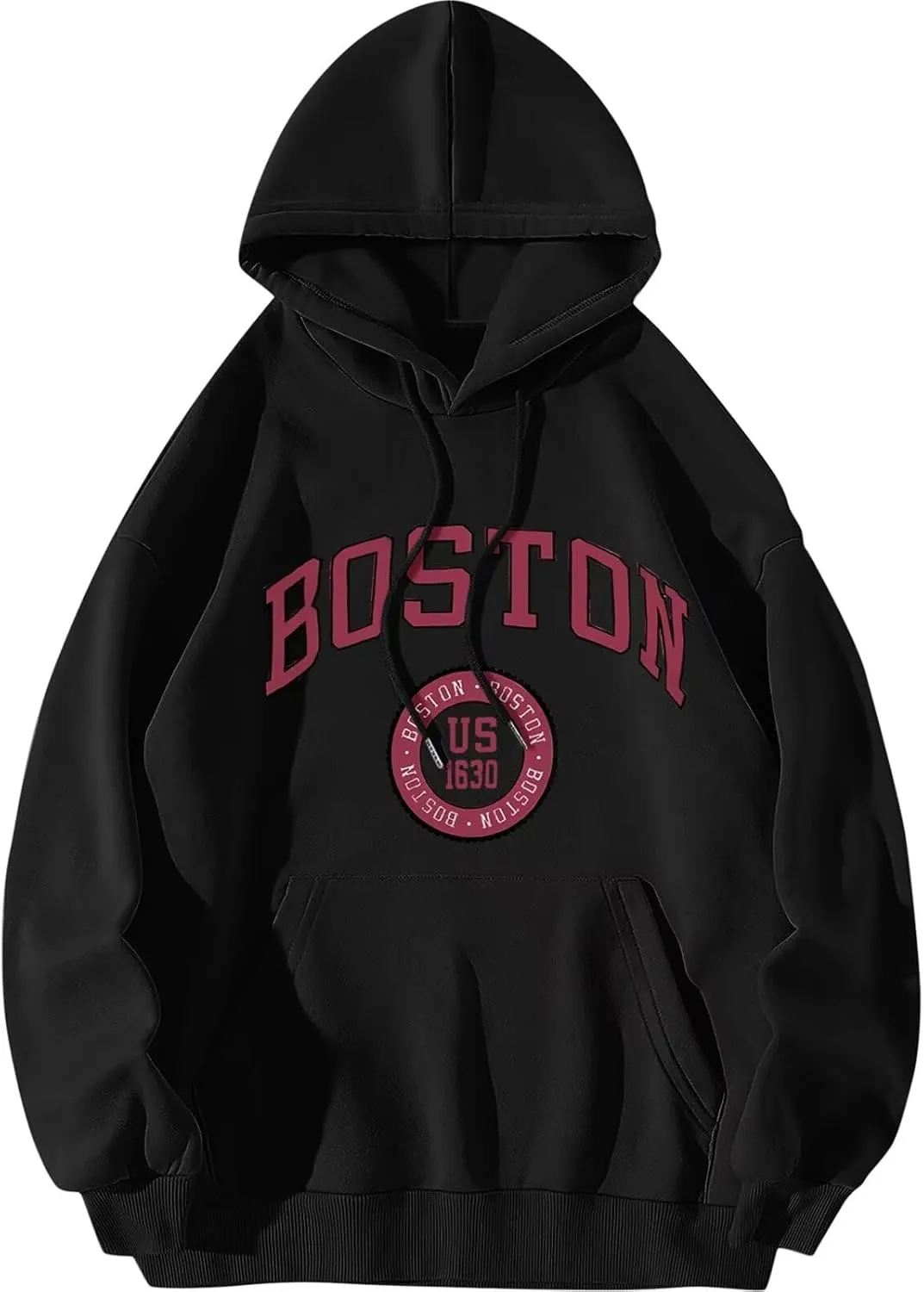 ORANDESIGNE Letter Graphic Print Hoodies for Women Oversized Long Sleeve Casual Drawstring Fall Pullover Sweatshirt Tops