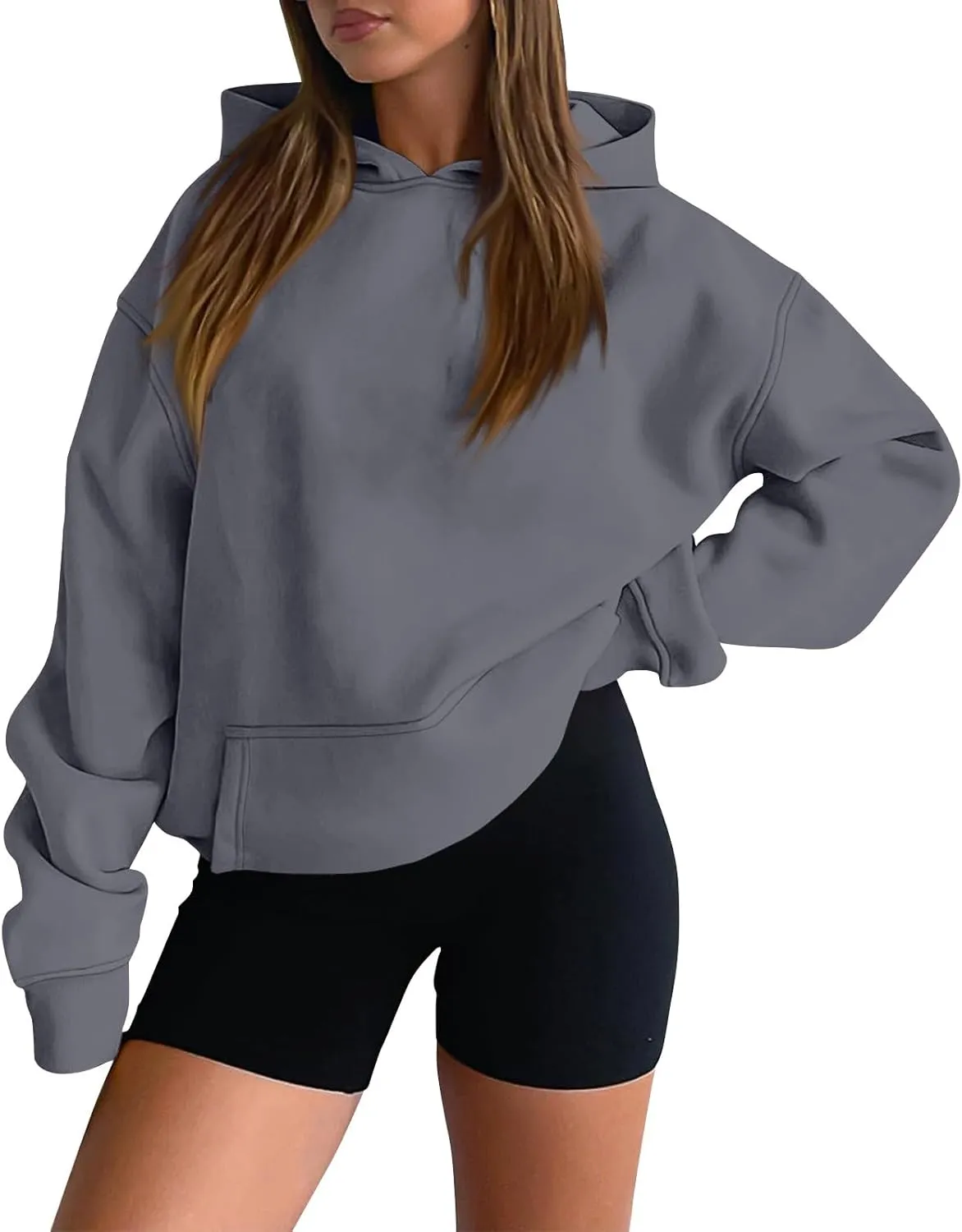 Oversized Hoodies for Women Fleece Hooded Sweatshirt Drop Shoulder Long Sleeve Pullover Casual Tops with Pocket
