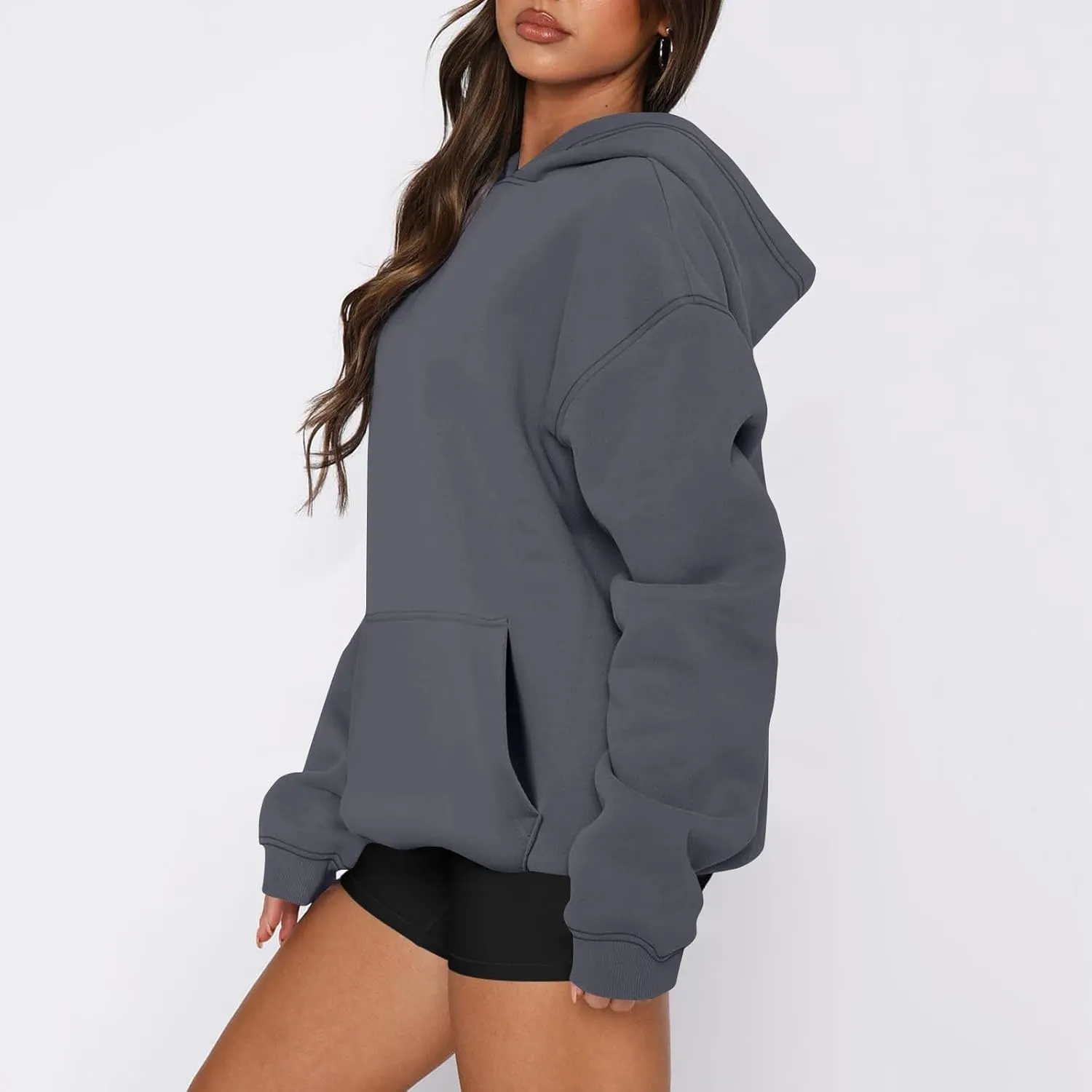 Oversized Hoodies for Women Fleece Hooded Sweatshirt Drop Shoulder Long Sleeve Pullover Casual Tops with Pocket