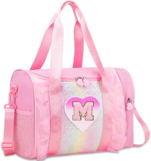 Personalized Monogram Dance Bag for Girls - 3-6 Years Kids Lightweight Water Resistant Oxford Backpack for Ballet Cheerleading Sleepovers Gymnastics Pink M