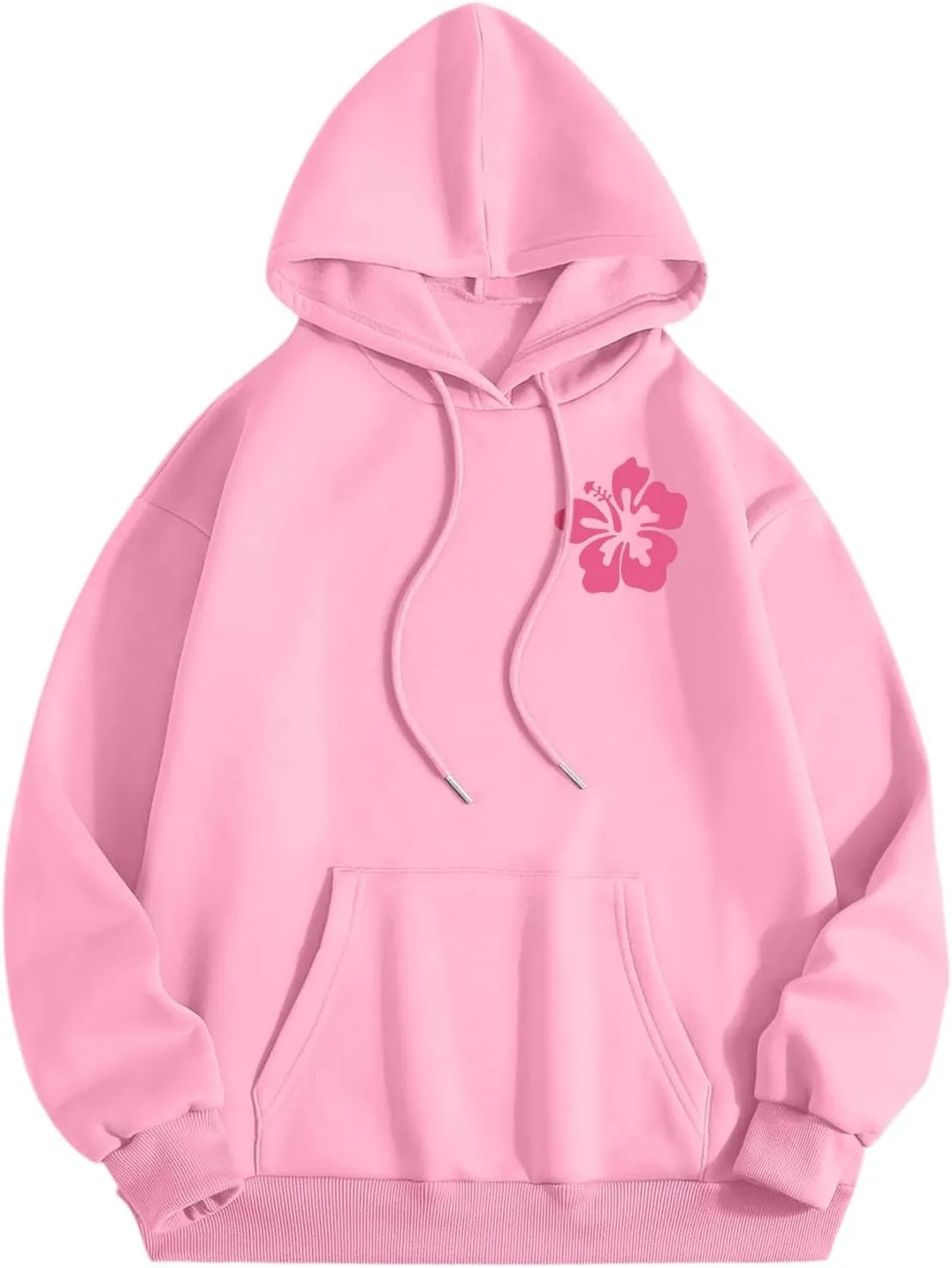 Pink Graphic Oversized Hoodies for Women Teen Girls 2024 Trendy Cute Preppy Sweatshirts Long Sleeve Y2K Tops Pullover
