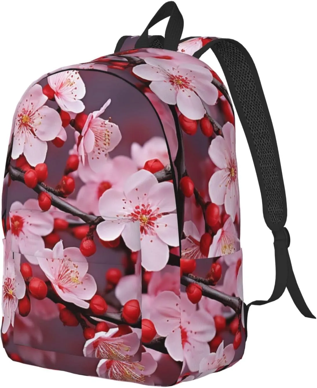 Pink Plum Blossom Large Canvas Backpack Lightweight Adjustable Laptop Bag Casual Backpack For Travel Work Medium