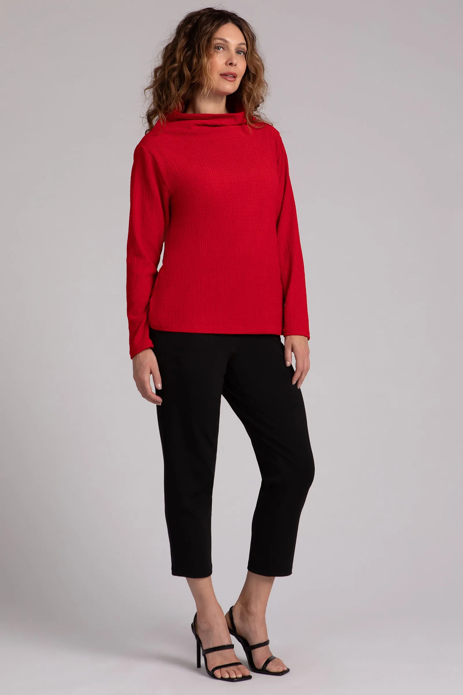 Popcorn Waffle Funnel Neck Top | Poppy