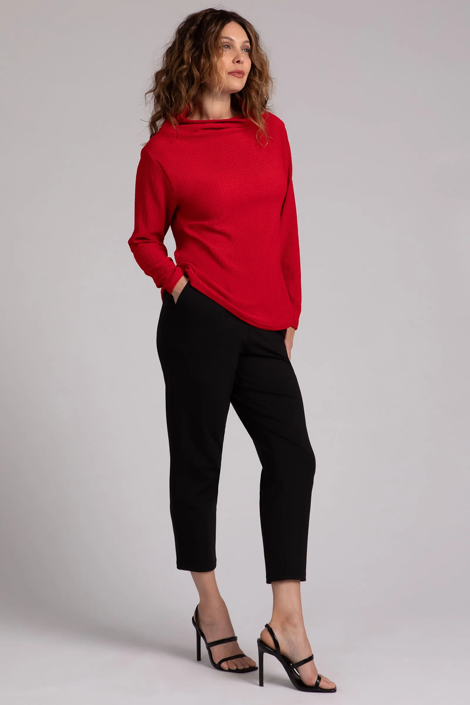 Popcorn Waffle Funnel Neck Top | Poppy