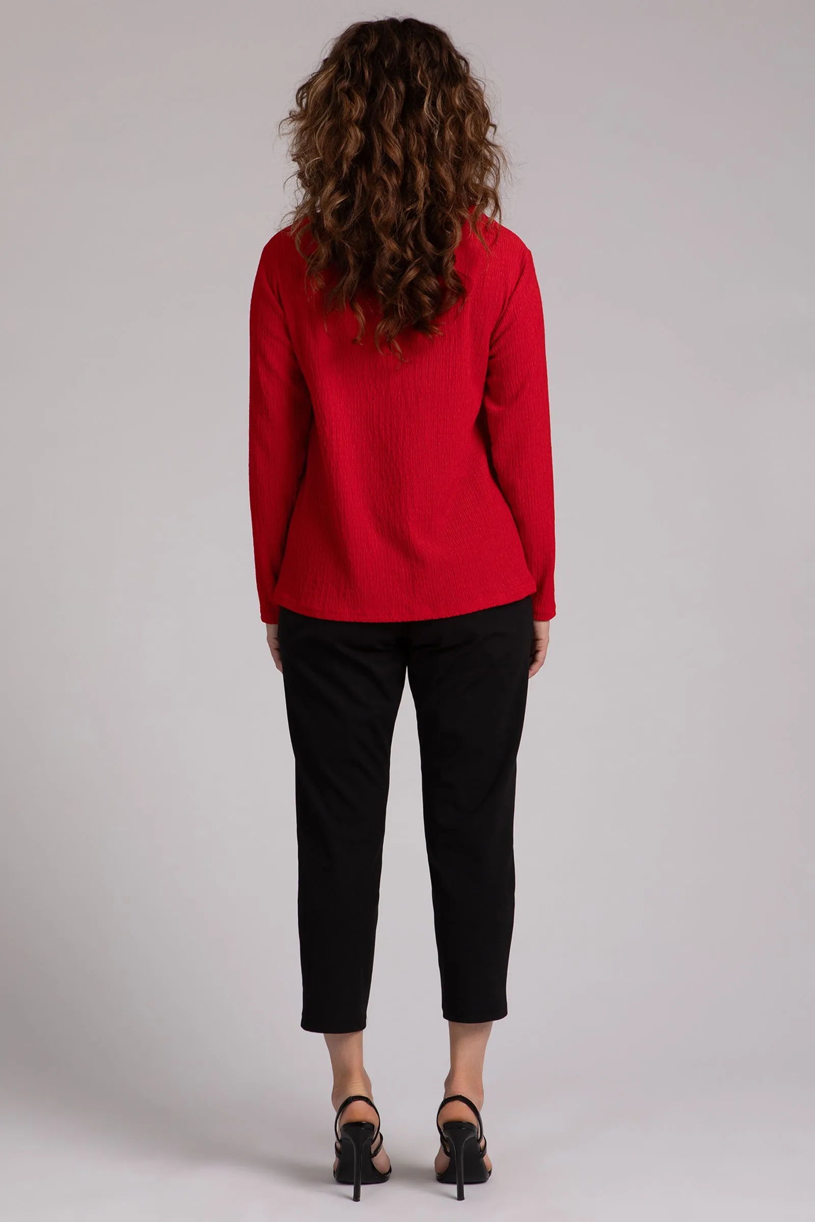 Popcorn Waffle Funnel Neck Top | Poppy