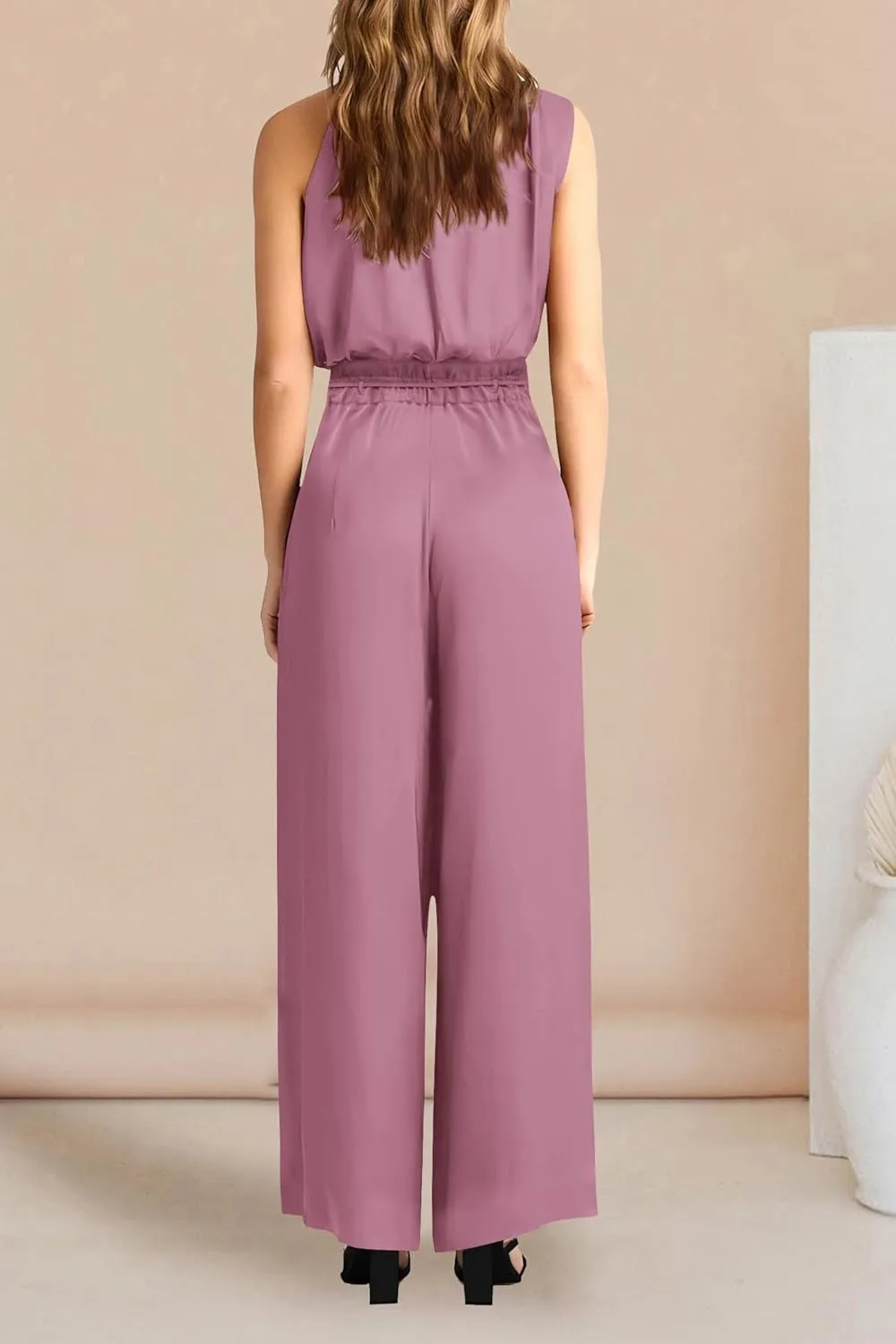 PRETTYGARDEN Women's 2 Piece Outfits 2025 Summer Casual Sleeveless Mock Neck Crop Tops Wide Leg Pants Set