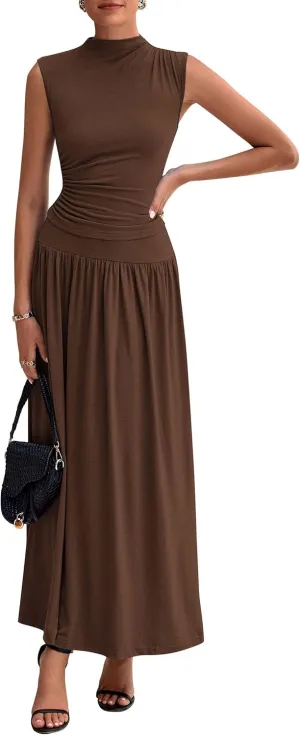 PRETTYGARDEN Women's 2 Piece Skirt Set 2025 Summer Ruched Tank Tops Ruffle Maxi Skirts Wedding Guest Matching Outfits