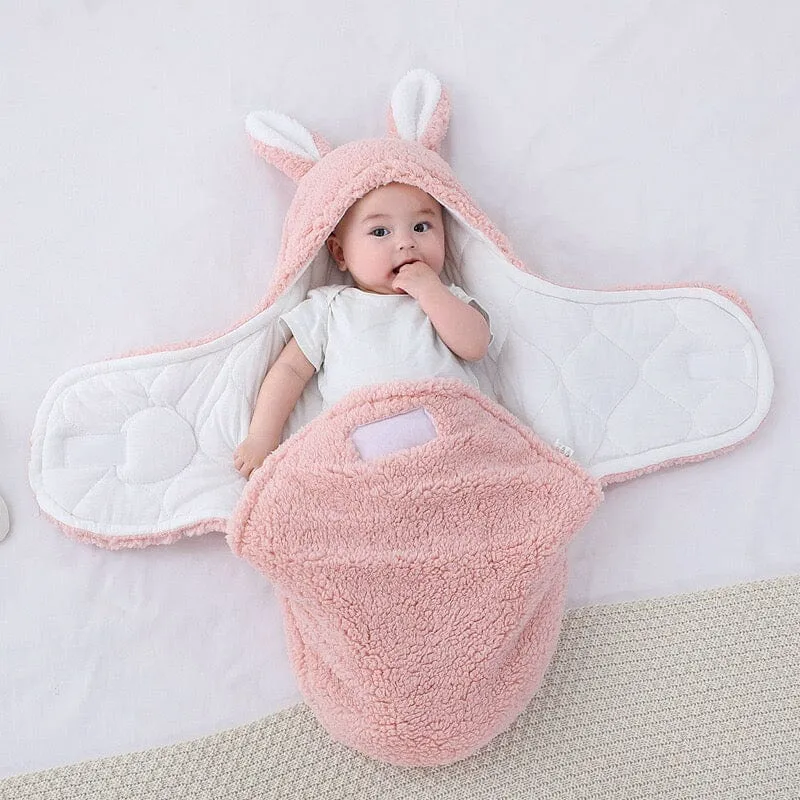 Rabbit Winter Quilted Plush Baby Swaddle