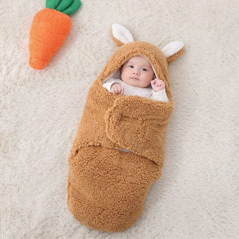 Rabbit Winter Quilted Plush Baby Swaddle
