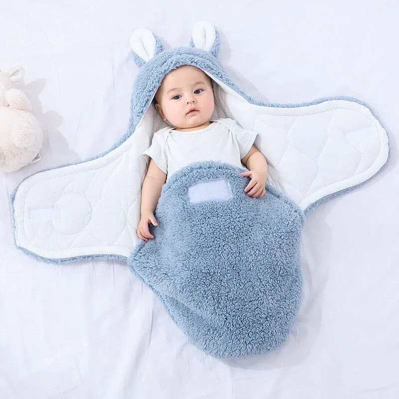 Rabbit Winter Quilted Plush Baby Swaddle