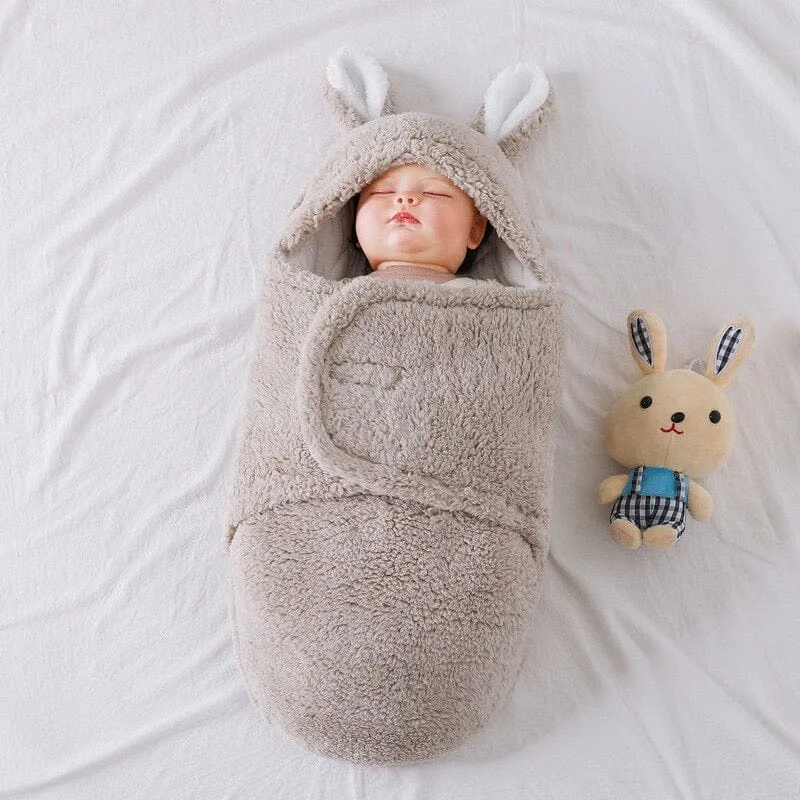 Rabbit Winter Quilted Plush Baby Swaddle