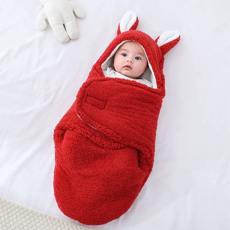 Rabbit Winter Quilted Plush Baby Swaddle