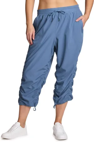 RBX Active Women's Plus Size Fashion Lightweight Woven Body Skimming Drawstring Capri Pant