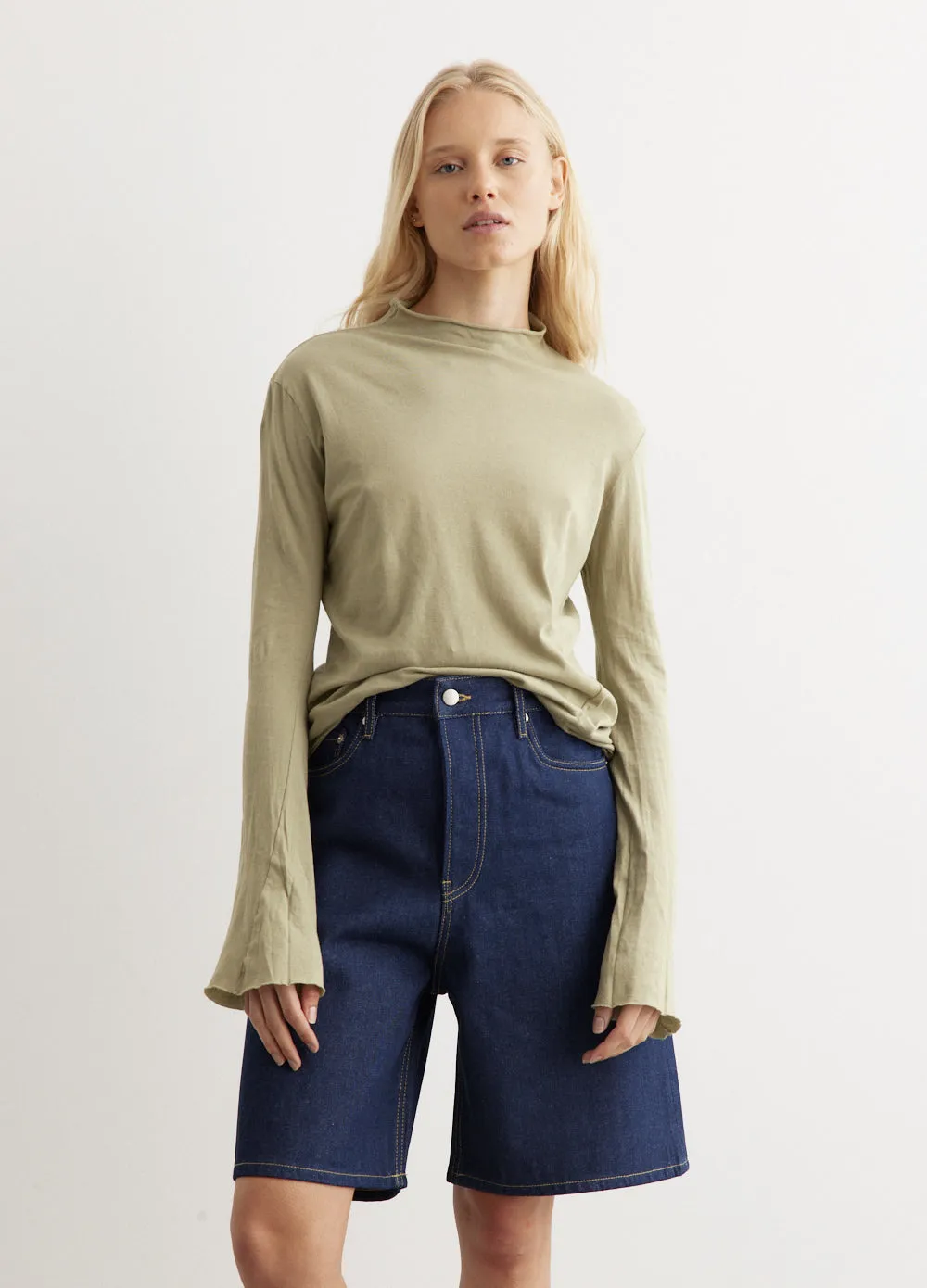 Regular Raised Neck Long Sleeve T-Shirt
