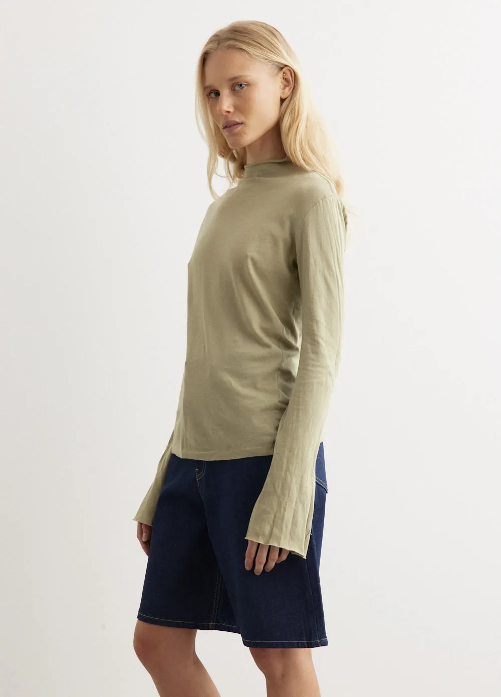 Regular Raised Neck Long Sleeve T-Shirt