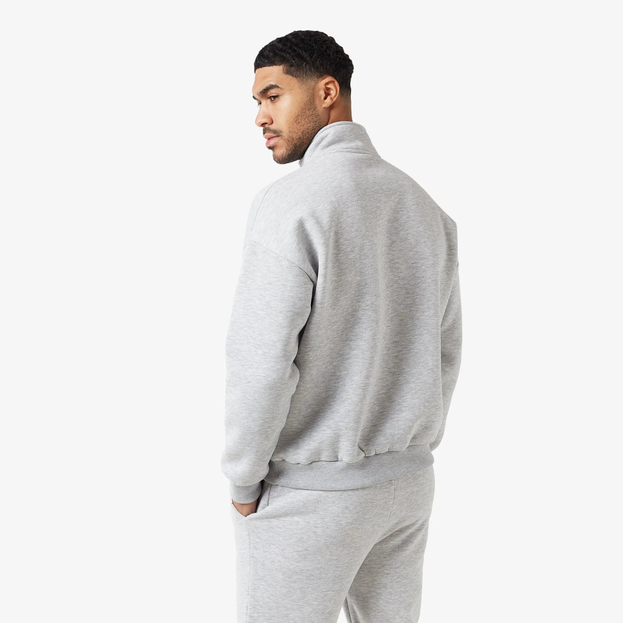 Relaxed Fit 1/4 Zip Fleece | Grey Marl