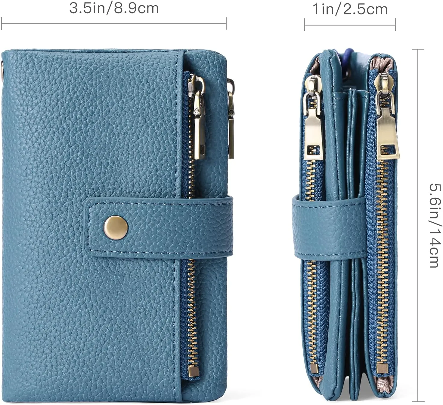SENDEFN Small Wallet for Women Leather RFID Blocking Wristlet Wallet Credit Card Holder with Double Zipper Coin Purse Ladies Bifold Purse
