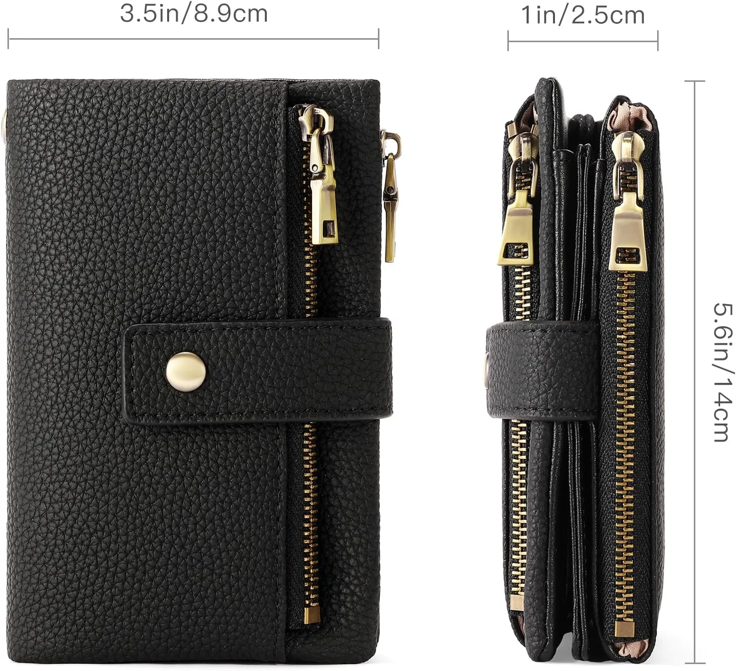 SENDEFN Small Wallet for Women Leather RFID Blocking Wristlet Wallet Credit Card Holder with Double Zipper Coin Purse Ladies Bifold Purse