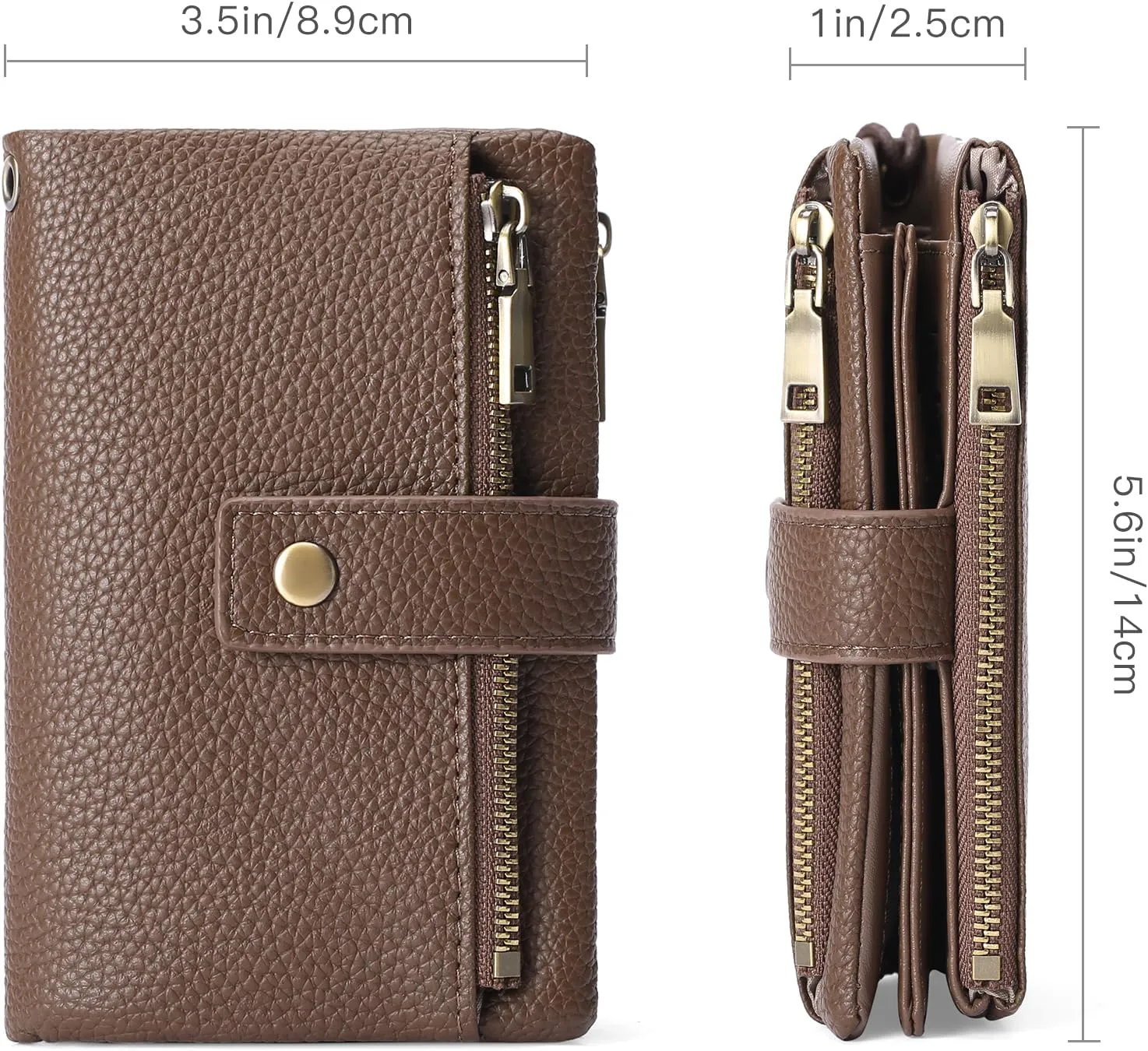 SENDEFN Small Wallet for Women Leather RFID Blocking Wristlet Wallet Credit Card Holder with Double Zipper Coin Purse Ladies Bifold Purse