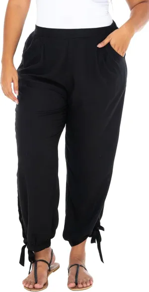 SHU-SHI Womens Harem Cropped Trouser Boho Summer Pants High Side Slits