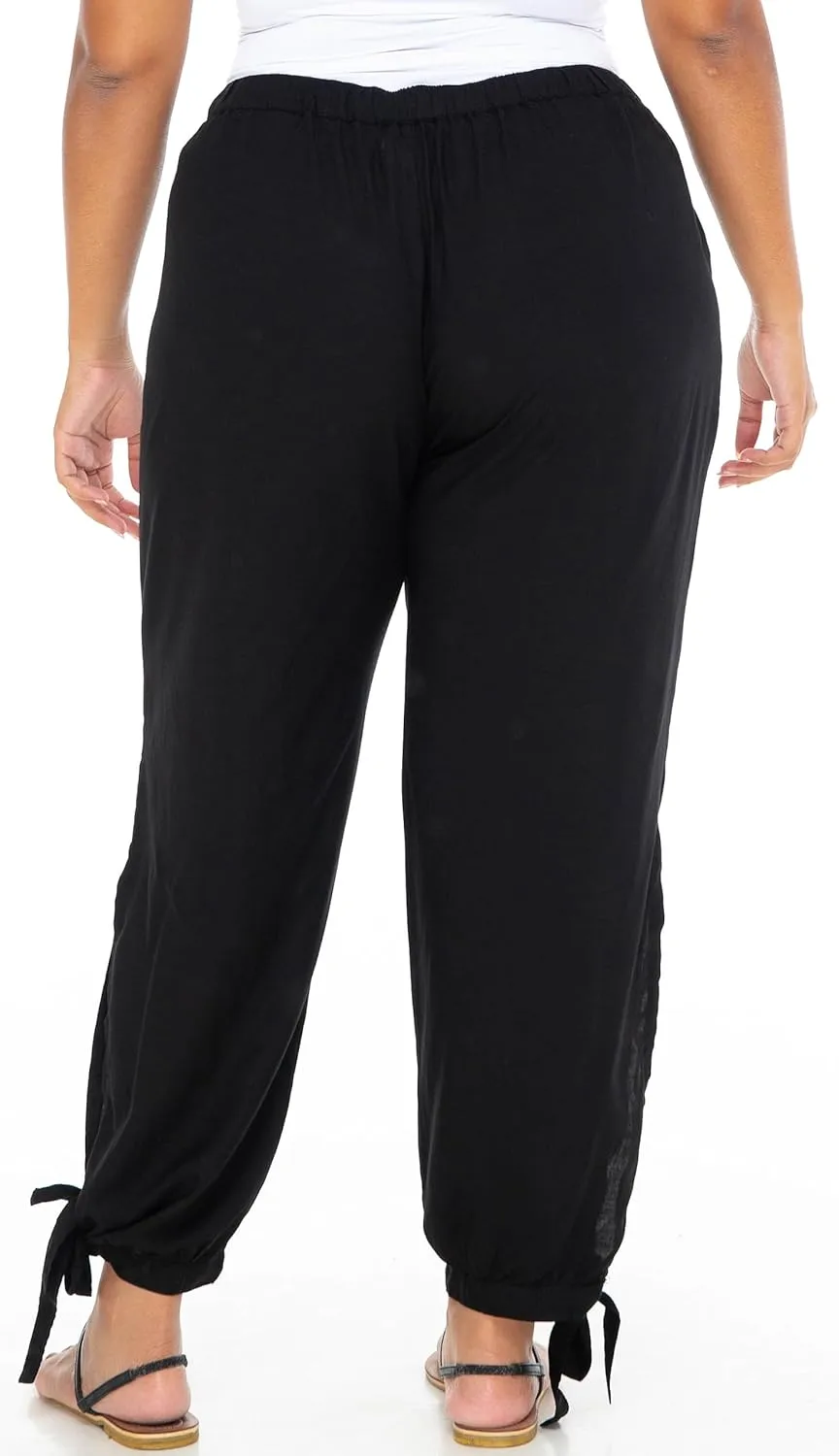 SHU-SHI Womens Harem Cropped Trouser Boho Summer Pants High Side Slits
