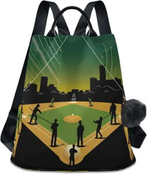 Sinestour Baseball Fields Backpack Purse Anti-Theft Casual Travel Rucksack Fashion Lightweight Shoulder Bag for Ladies Tote Backpack