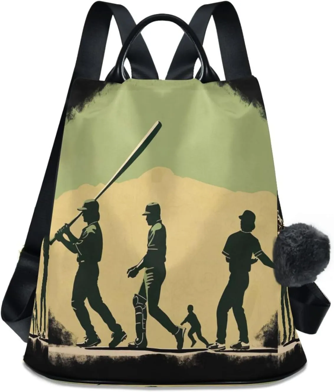 Sinestour Baseball Players Backpack Purse Anti-Theft Casual Travel Rucksack Fashion Lightweight Shoulder Bag for Women Carryon Handbag